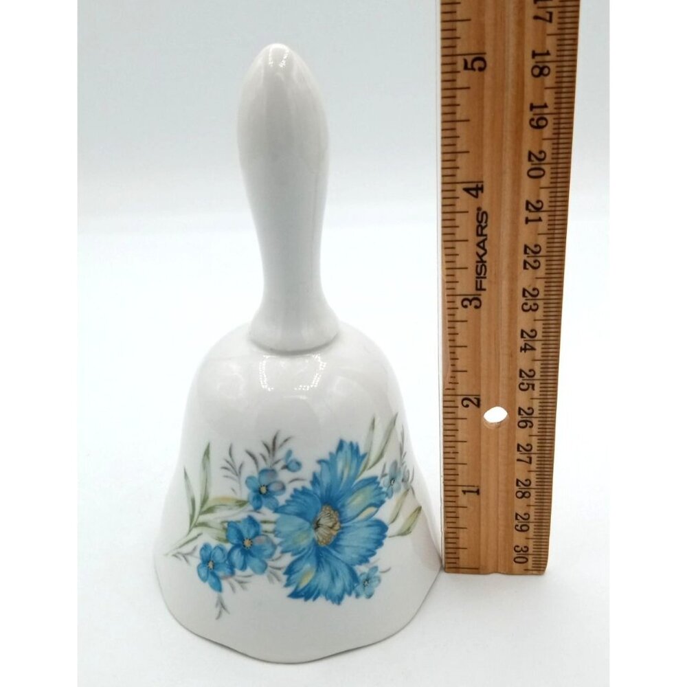 Porcelain Hand Bell Inarco E-4479 Blue Wildflowers Vintage 5 Inch 1970s - Picture 2 of 15